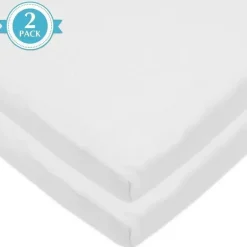 American Baby - Lençol de berço 15 x 33, 100% algodão natural, branco