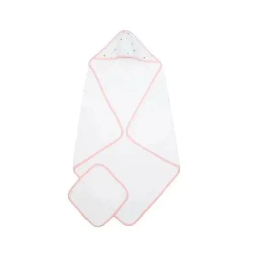 American Baby - toalha orgânica com capuz e toalhinha, setas douradas/rosa