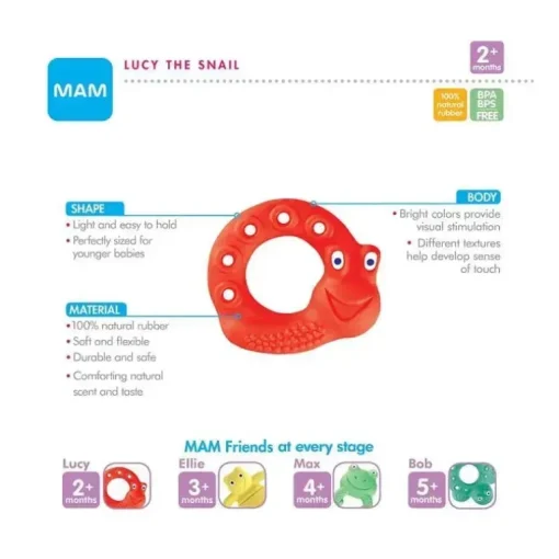 Amigos do MAM, Lucy The Snail, Vermelho, 2+ Meses, Vermelho