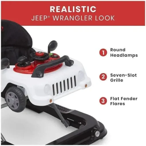 Andador de atividades para bebês Jeep branco 3 em 1 Delta