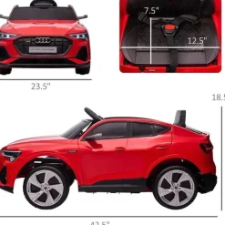 Aosom - Carro Audi infantil movido a bateria em brinquedo com controle remoto, vermelho