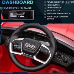 Aosom - Carro Audi infantil movido a bateria em brinquedo com controle remoto, vermelho