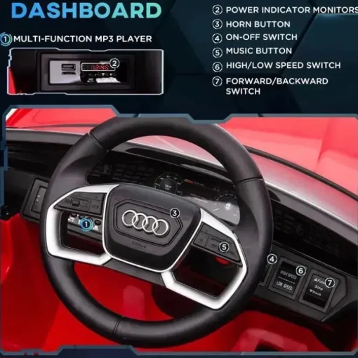 Aosom - Carro Audi infantil movido a bateria em brinquedo com controle remoto, vermelho