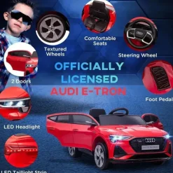 Aosom - Carro Audi infantil movido a bateria em brinquedo com controle remoto, vermelho
