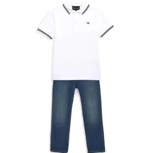 Armani - Baby Boy Essential Short Sleeve Polo, White