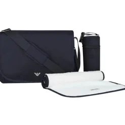 Armani Baby - Conjunto de bolsa múmia com placa de águia, azul marinho