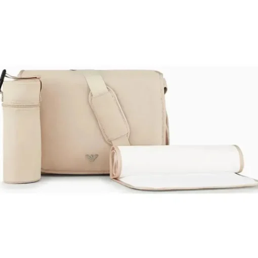 Armani Baby - Conjunto de bolsa múmia com placa de águia, bege
