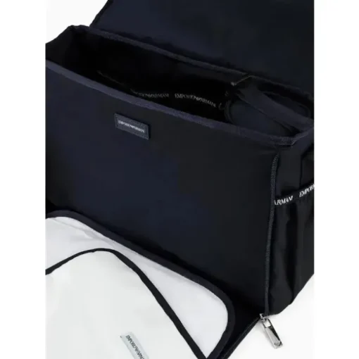 Armani Baby - Conjunto de bolsa múmia com placa de águia, azul marinho