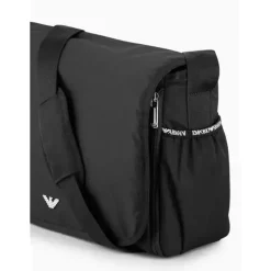 Armani Baby - Conjunto de bolsa múmia com placa de águia, preta