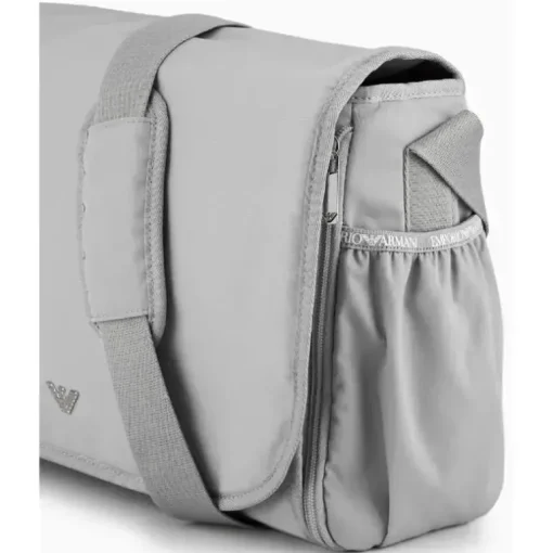 Armani Baby - Conjunto de bolsa múmia com placa de águia, cinza