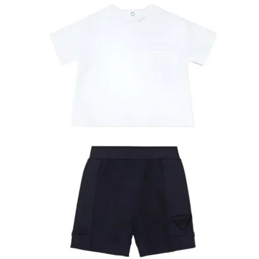 Armani Baby - 2Pk Set T-Shit And Shorts, White And Navy