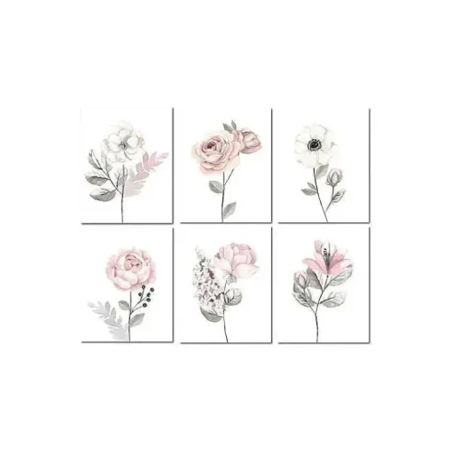 Arte de parede sem moldura de cordeiros e hera - aquarela floral