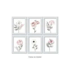 Arte de parede sem moldura de cordeiros e hera - aquarela floral