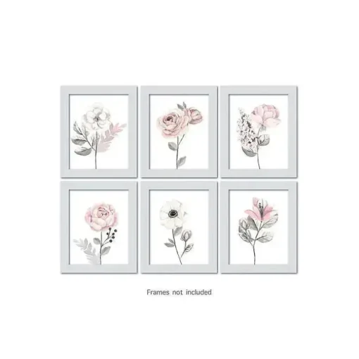 Arte de parede sem moldura de cordeiros e hera - aquarela floral