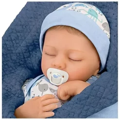 Ashton Drake - Boneca Baby Boy que Respira com Cobertor Acolchoado e Chupeta