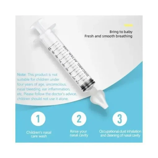 Aspirador nasal com tubo de agulha sólido de silicone para bebê 2 peças 10 ml