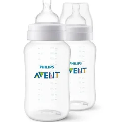 Avent - 2 biberões anti-cólicas, 11 onças, transparente