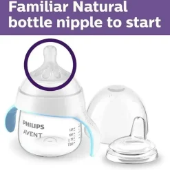 Avent - 1 Pk Natural Trainer Sippy Cup com mamilo de fluxo rápido e bico macio, transparente, 5 onças
