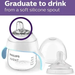 Avent - 1 Pk Natural Trainer Sippy Cup com mamilo de fluxo rápido e bico macio, transparente, 5 onças
