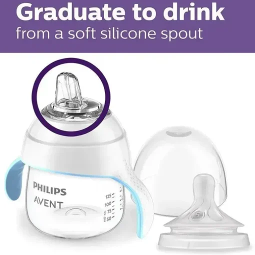 Avent - 1 Pk Natural Trainer Sippy Cup com mamilo de fluxo rápido e bico macio, transparente, 5 onças