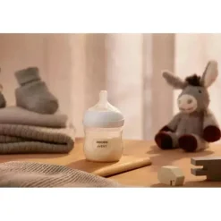 Avent - 1 unidade de mamadeira natural com bico de resposta natural, transparente, 4 onças