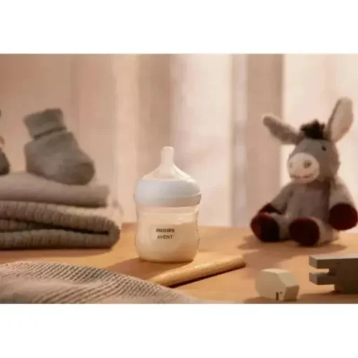 Avent - 1 unidade de mamadeira natural com bico de resposta natural, transparente, 4 onças