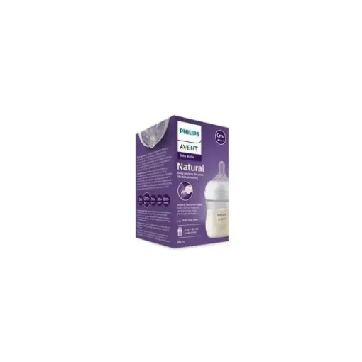 Avent - 1 unidade de mamadeira natural com bico de resposta natural, transparente, 4 onças