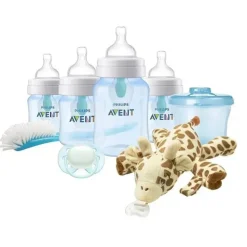 Avent - biberão anti-cólica com respiradouro sem ar conjunto para recém-nascidos com aconchego, azul