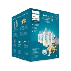 Avent - biberão anti-cólica com respiradouro sem ar conjunto para recém-nascidos com aconchego, transparente