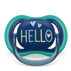 Avent - Chupeta Ultra Air 18M+, Opal Elephant / Blue Hello, Pacote com 2