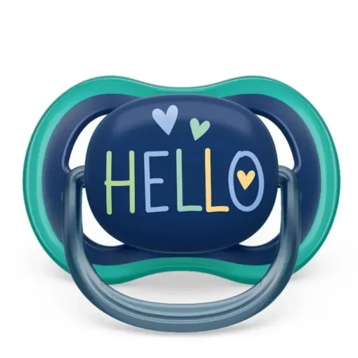 Avent - Chupeta Ultra Air 18M+, Opal Elephant / Blue Hello, Pacote com 2