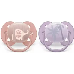 Avent - Chupeta Ultra Suave 2Pk Rosa e Lavanda, 0/6M