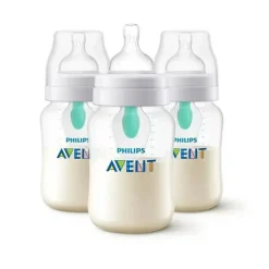 Avent - Garrafa anti-cólica de 3 unidades com ventilação sem ar, 9 onças, transparente