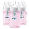 Avent - Garrafa anti-cólica de 3 unidades com ventilação sem ar, 9 onças, rosa
