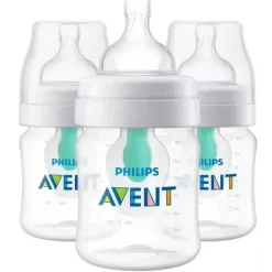 Avent - Garrafa anti-cólica de 3 unidades com ventilação sem ar, 4 onças, transparente