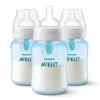 Avent - Garrafa anti-cólica de 3 unidades com ventilação sem ar, 9 onças, azul