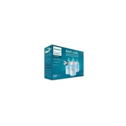 Avent - Garrafa anti-cólica de 3 unidades com ventilação sem ar, 9 onças, azul