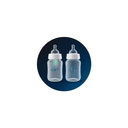Avent - Garrafa anti-cólica de 3 unidades com ventilação sem ar, 9 onças, rosa