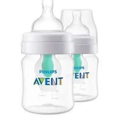 Avent - mamadeira anti-cólica 2 unidades com ventilação sem ar, 4 onças, transparente