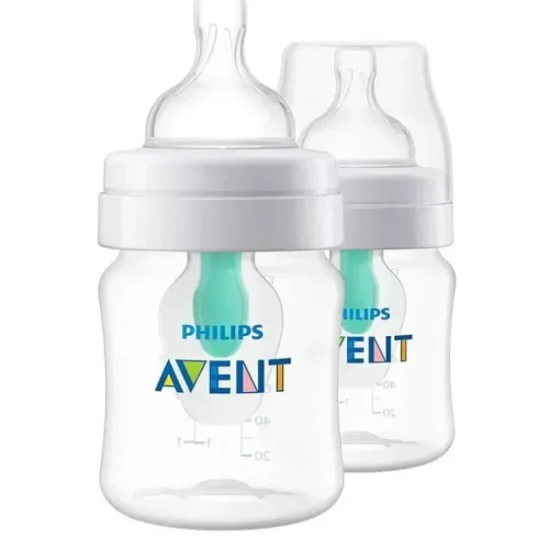 Avent - mamadeira anti-cólica 2 unidades com ventilação sem ar, 4 onças, transparente
