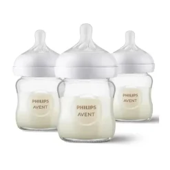 Avent - mamadeira de vidro natural de 3 unidades com bico de resposta natural, 4 onças