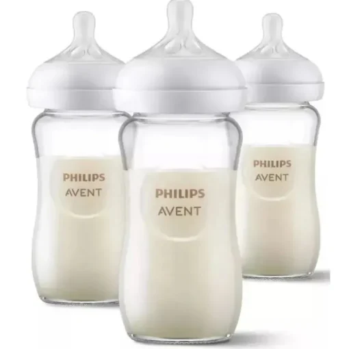 Avent - mamadeira de vidro natural de 3 unidades com bico de resposta natural, 8 onças