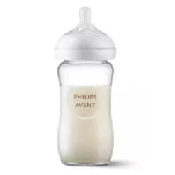 Avent - mamadeira de vidro natural de 3 unidades com bico de resposta natural, 8 onças