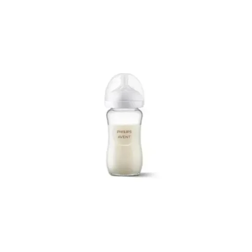 Avent - mamadeira de vidro natural de 3 unidades com bico de resposta natural, 8 onças