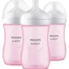 Avent - Mamadeira Natural de 3 unidades com bico de resposta natural, rosa, 9 onças