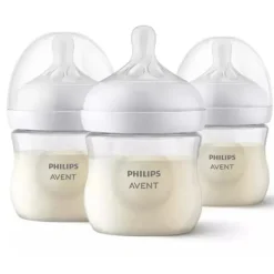 Avent - Mamadeira Natural 3Pk com bico de resposta natural, transparente, 4 onças