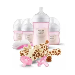 Avent - Mamadeira Natural Rosa Conjunto de Presentes para Bebês com Aconchego