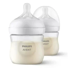 Avent - mamadeira natural 2 unidades com bico de resposta natural, transparente, 4 onças