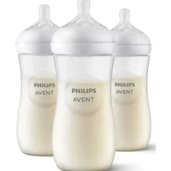 Avent - Mamadeira Natural 3Pk com bico de resposta natural, transparente, 11 onças