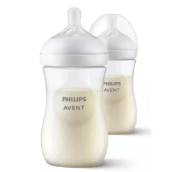 Avent - mamadeira natural 2 unidades com bico de resposta natural, transparente, 9 onças